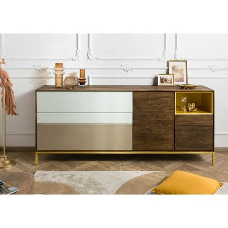 MASSIVMOEBEL24.DE Buffet 200x45x85 Bois De Manguier Marron Huilé CHICAGO # 105 - Brun 1 MASSIVMOEBEL24.DE Buffet 200x45x85 Bois De Manguier Marron Huilé CHICAGO # 105 - Brun