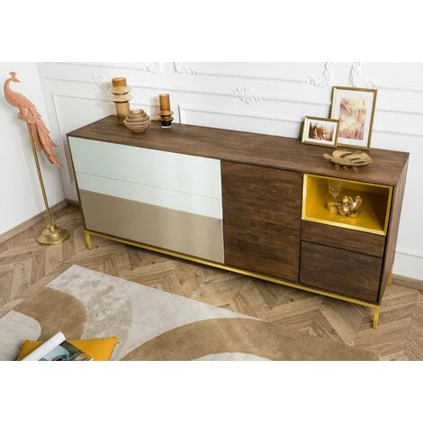 MASSIVMOEBEL24.DE Buffet 200x45x85 Bois De Manguier Marron Huilé CHICAGO # 105 - Brun 2 MASSIVMOEBEL24.DE Buffet 200x45x85 Bois De Manguier Marron Huilé CHICAGO # 105 - Brun – Image 2