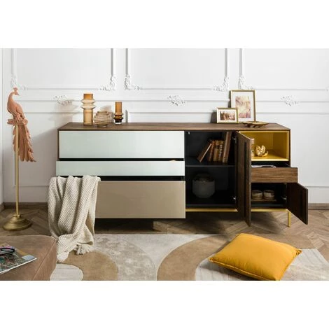 MASSIVMOEBEL24.DE Buffet 200x45x85 Bois De Manguier Marron Huilé CHICAGO # 105 - Brun 3 MASSIVMOEBEL24.DE Buffet 200x45x85 Bois De Manguier Marron Huilé CHICAGO # 105 - Brun – Image 3