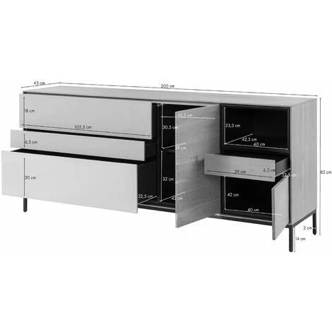 MASSIVMOEBEL24.DE Buffet 200x45x85 Bois De Manguier Marron Huilé CHICAGO # 105 - Brun 4 MASSIVMOEBEL24.DE Buffet 200x45x85 Bois De Manguier Marron Huilé CHICAGO # 105 - Brun – Image 4