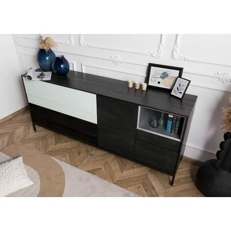 MASSIVMOEBEL24.DE Buffet 200x45x85 Bois De Manguier Gris Huilé CHICAGO # 205 - Gris 2 MASSIVMOEBEL24.DE Buffet 200x45x85 Bois De Manguier Gris Huilé CHICAGO # 205 - Gris – Image 2