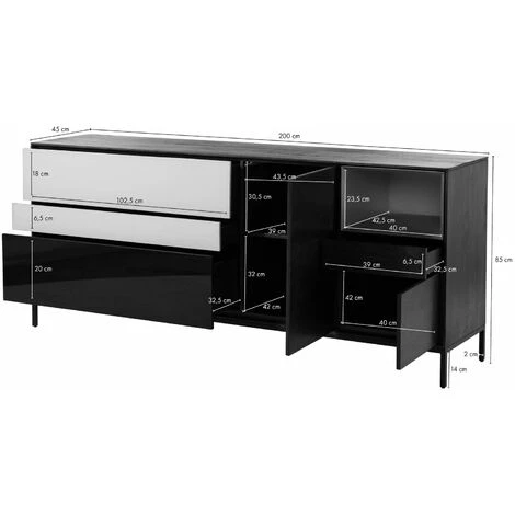 MASSIVMOEBEL24.DE Buffet 200x45x85 Bois De Manguier Gris Huilé CHICAGO # 205 - Gris 4 MASSIVMOEBEL24.DE Buffet 200x45x85 Bois De Manguier Gris Huilé CHICAGO # 205 - Gris – Image 4