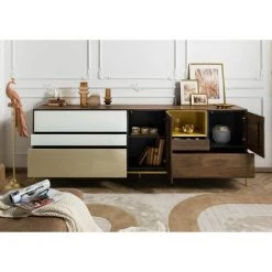 MASSIVMOEBEL24.DE Buffet 240x45x85 Bois De Manguier Marron Huilé CHICAGO # 106 - Brun -Buffet et enfilade Soldes 58997620 3