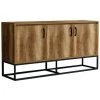 COTECOSY Buffet 3 Portes Zanila 140cm Métal Noir Et Bois Naturel - Bois / Noir