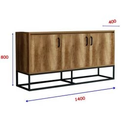 COTECOSY Buffet 3 Portes Zanila 140cm Métal Noir Et Bois Naturel - Bois / Noir 7 COTECOSY Buffet 3 Portes Zanila 140cm Métal Noir Et Bois Naturel - Bois / Noir -Buffet et enfilade Soldes 59102203 4