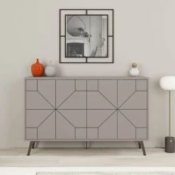 COTECOSY Buffet Bas Santos 123cm Bois Taupe - Taupe -Buffet et enfilade Soldes 59102465 4