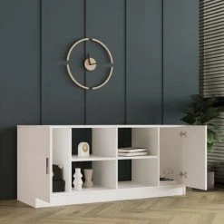COTECOSY Buffet Contemporain Busymo Blanc - Blanc -Buffet et enfilade Soldes 59103814 4