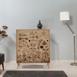 COTECOSY Buffet 4 Portes Soho 95x111cm Motif Oiseaux Et Fleurs Bois Naturel Et Marron - Bois 7 COTECOSY Buffet 4 Portes Soho 95x111cm Motif Oiseaux Et Fleurs Bois Naturel Et Marron - Bois -Buffet et enfilade Soldes 59104375 3