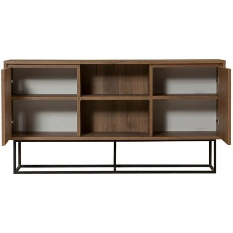 COTECOSY Buffet 2 Portes Et 2 étagères Stela 140x72cm Métal Noir Et Bois Naturel - Bois 4 COTECOSY Buffet 2 Portes Et 2 étagères Stela 140x72cm Métal Noir Et Bois Naturel - Bois – Image 4