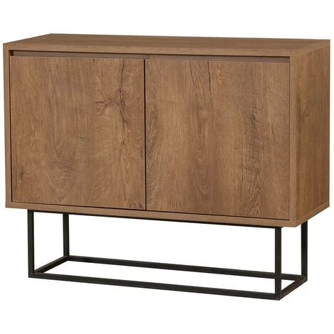 COTECOSY Buffet 2 Portes Stela 90x72cm Style Industriel Métal Noir Et Bois Naturel - Bois 1 COTECOSY Buffet 2 Portes Stela 90x72cm Style Industriel Métal Noir Et Bois Naturel - Bois