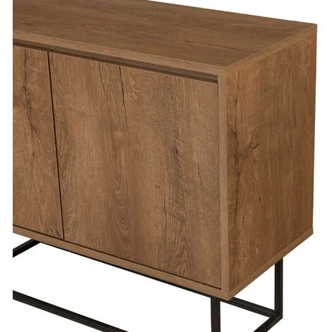 COTECOSY Buffet 2 Portes Stela 90x72cm Style Industriel Métal Noir Et Bois Naturel - Bois 2 COTECOSY Buffet 2 Portes Stela 90x72cm Style Industriel Métal Noir Et Bois Naturel - Bois – Image 2