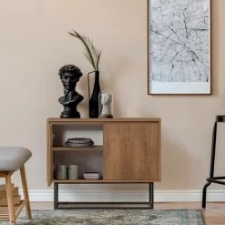 COTECOSY Buffet 2 Portes Stela 90x72cm Style Industriel Métal Noir Et Bois Naturel - Bois 9 COTECOSY Buffet 2 Portes Stela 90x72cm Style Industriel Métal Noir Et Bois Naturel - Bois -Buffet et enfilade Soldes 59104801 5