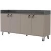 COTECOSY Buffet Bas Sidun 140cm Métal Noir Et Bois Moka Et Anthracite - Gris Foncé