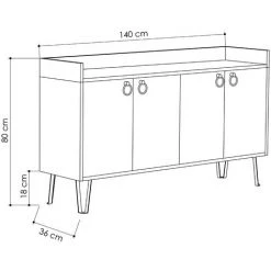 COTECOSY Buffet Bas Sidun 140cm Métal Noir Et Bois Moka Et Anthracite - Gris Foncé -Buffet et enfilade Soldes 59104810 4
