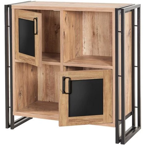 COTECOSY Buffet Bas 2 Portes Colisart L89xH89cm Métal Noir Et Bois Naturel - Bois / Noir 4 COTECOSY Buffet Bas 2 Portes Colisart L89xH89cm Métal Noir Et Bois Naturel - Bois / Noir – Image 4