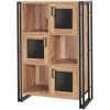 COTECOSY Buffet Haut 3 Portes Colisart L89xH127cm Métal Noir Et Bois Naturel - Bois / Noir