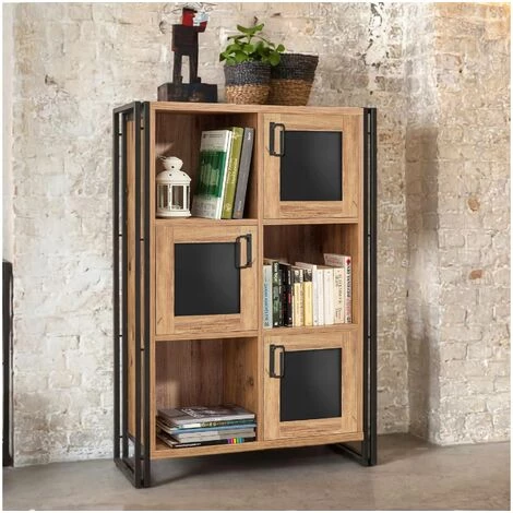 COTECOSY Buffet Haut 3 Portes Colisart L89xH127cm Métal Noir Et Bois Naturel - Bois / Noir 3 COTECOSY Buffet Haut 3 Portes Colisart L89xH127cm Métal Noir Et Bois Naturel - Bois / Noir – Image 3