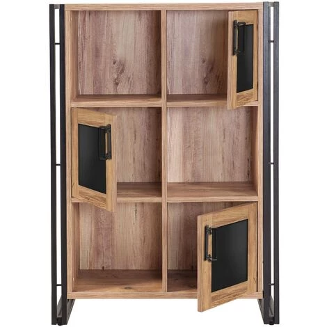 COTECOSY Buffet Haut 3 Portes Colisart L89xH127cm Métal Noir Et Bois Naturel - Bois / Noir 5 COTECOSY Buffet Haut 3 Portes Colisart L89xH127cm Métal Noir Et Bois Naturel - Bois / Noir – Image 5