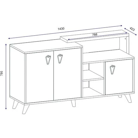 COTECOSY Buffet Bas 3 Portes Et 3 étagères Devasi 143cm Bois Et Anthracite - Bois / Gris 5 COTECOSY Buffet Bas 3 Portes Et 3 étagères Devasi 143cm Bois Et Anthracite - Bois / Gris â Image 5