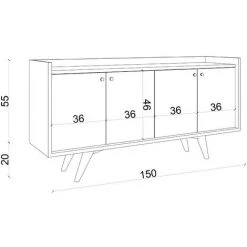 COTECOSY Buffet Bas Aledros 150cm Chêne Clair Et Anthracite - Bois / Gris -Buffet et enfilade Soldes 59105448 5