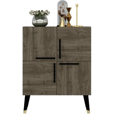 COTECOSY Buffet Bas 4 Portes Opal 70cm Noir Et Bois Foncé - Bois 1 COTECOSY Buffet Bas 4 Portes Opal 70cm Noir Et Bois Foncé - Bois