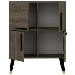 COTECOSY Buffet Bas 4 Portes Opal 70cm Noir Et Bois Foncé - Bois 8 COTECOSY Buffet Bas 4 Portes Opal 70cm Noir Et Bois Foncé - Bois -Buffet et enfilade Soldes 59105472 4