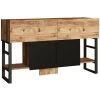 COTECOSY Buffet Style Industrielle Ournisse Métal Noir Et Bois Naturel Et Noir - Bois / Noir
