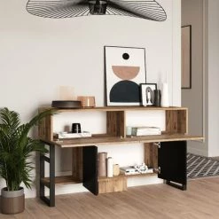 COTECOSY Buffet Style Industrielle Ournisse Métal Noir Et Bois Naturel Et Noir - Bois / Noir -Buffet et enfilade Soldes 59105773 5