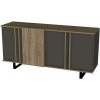 COTECOSY Buffet 4 Portes Clari 160cm Bois Naturel Et Anthracite - Bois / Gris