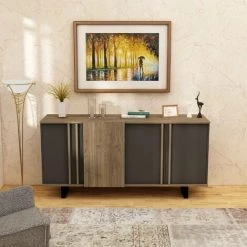 COTECOSY Buffet 4 Portes Clari 160cm Bois Naturel Et Anthracite - Bois / Gris 7 COTECOSY Buffet 4 Portes Clari 160cm Bois Naturel Et Anthracite - Bois / Gris -Buffet et enfilade Soldes 59105901 3