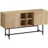 COTECOSY Buffet Bas 2 Portes Et 4 étagères Jatit 150cm Métal Noir Et Bois Naturel - Bois / Noir