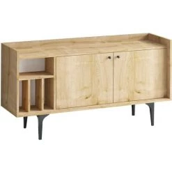 COTECOSY Buffet Bas 4 Portes Et 4 Niches Erebos 150cm Chêne Clair - Chêne Clair