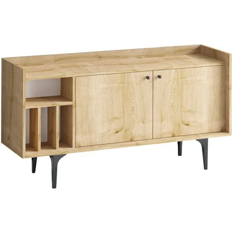 COTECOSY Buffet Bas 4 Portes Et 4 Niches Erebos 150cm Chêne Clair - Chêne Clair 1 COTECOSY Buffet Bas 4 Portes Et 4 Niches Erebos 150cm Chêne Clair - Chêne Clair