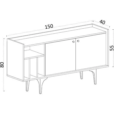 COTECOSY Buffet Bas 4 Portes Et 4 Niches Erebos 150cm Chêne Clair - Chêne Clair 5 COTECOSY Buffet Bas 4 Portes Et 4 Niches Erebos 150cm Chêne Clair - Chêne Clair – Image 5