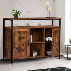 IDMARKET Buffet 2 Portes DAYTON Avec étagères Effet Vieilli Design Industriel 7 IDMARKET Buffet 2 Portes DAYTON Avec étagères Effet Vieilli Design Industriel -Buffet et enfilade Soldes 59142908 3