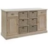 Buffet En Bois Massif 2 Tiroirs 2 Portes Avec 6 Paniers En Osier L158 Cm - KÖRG - Calicosy - Bois
