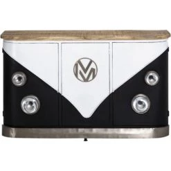 MADE IN MEUBLES Buffet Noir Avec Plateau En Bois De Manguier Combi - Noir