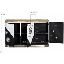 MADE IN MEUBLES Buffet Noir Avec Plateau En Bois De Manguier Combi - Noir -Buffet et enfilade Soldes 59157182 3