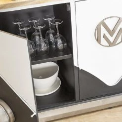 MADE IN MEUBLES Buffet Noir Avec Plateau En Bois De Manguier Combi - Noir -Buffet et enfilade Soldes 59157182 4