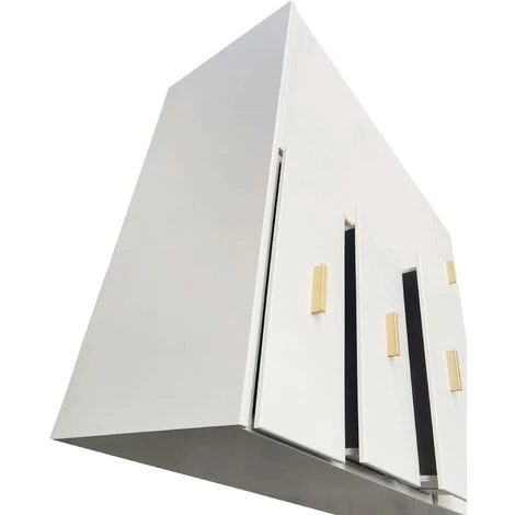 COTECOSY Buffet Haut Moderne 5 Tiroirs Et 1 Porte Nestor Taupe Clair Et Or - Taupe Clair 4 COTECOSY Buffet Haut Moderne 5 Tiroirs Et 1 Porte Nestor Taupe Clair Et Or - Taupe Clair – Image 4