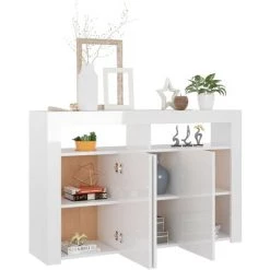 INLIFE Buffet Avec Lumières LED Blanc Brillant 115,5x30x75 Cm - Blanc -Buffet et enfilade Soldes 59171234 4
