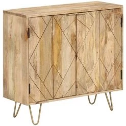 INLIFE Buffet 80x30x75 Cm Bois De Manguier Solide - Brun