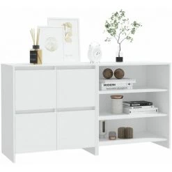 INLIFE Buffets 2 Pcs Blanc Bois D'ingénierie - Blanc 7 INLIFE Buffets 2 Pcs Blanc Bois D'ingénierie - Blanc -Buffet et enfilade Soldes 59171835 3