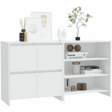 INLIFE Buffets 2 Pcs Blanc Bois D'ingénierie - Blanc 3 INLIFE Buffets 2 Pcs Blanc Bois D'ingénierie - Blanc – Image 3