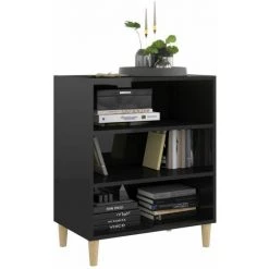 INLIFE Buffet Noir Brillant 57x35x70 Cm Aggloméré - Noir -Buffet et enfilade Soldes 59172336 3