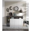 ZENZERO SHOP Buffet Moderne à 3 Portes Avec Une étagère En Finition Laqué Blanc Brillant Et Oxyde