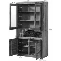 MASSIVMOEBEL24.DE BARK Vitrine #209 98x40x180 Akazie Dunkelbraun Lackiert - Marron Foncé -Buffet et enfilade Soldes 59289249 4