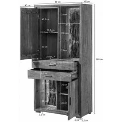 MASSIVMOEBEL24.DE BARK Schrank #203 88x40x180 Akazie Dunkelbraun Lackiert - Marron Foncé -Buffet et enfilade Soldes 59289252 4