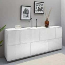 AHD AMAZING HOME DESIGN Buffet 200cm Meubles De Salon Buffet Cuisine Design Blanc Lopar