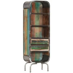 VidaXL Buffet Multicolore 40x30x126 Cm Bois Massif De Récupération - Multicolore